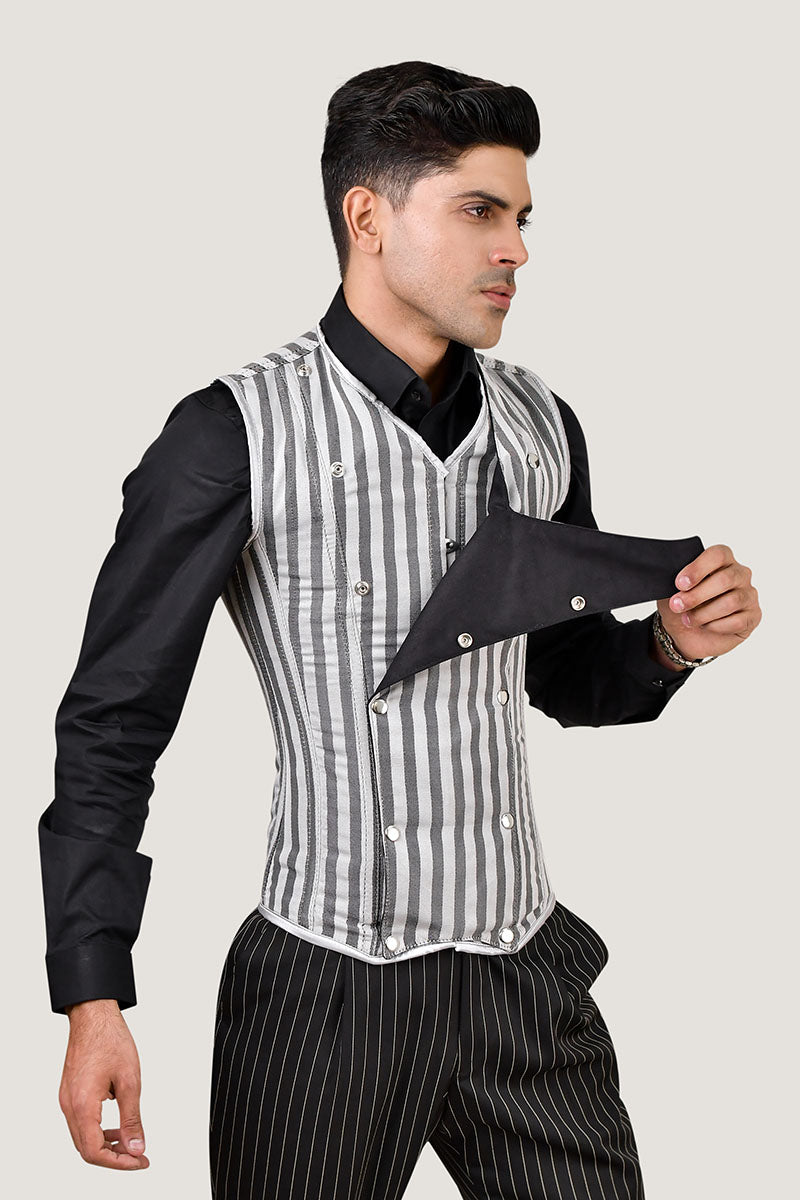 Brocade Men corset vest