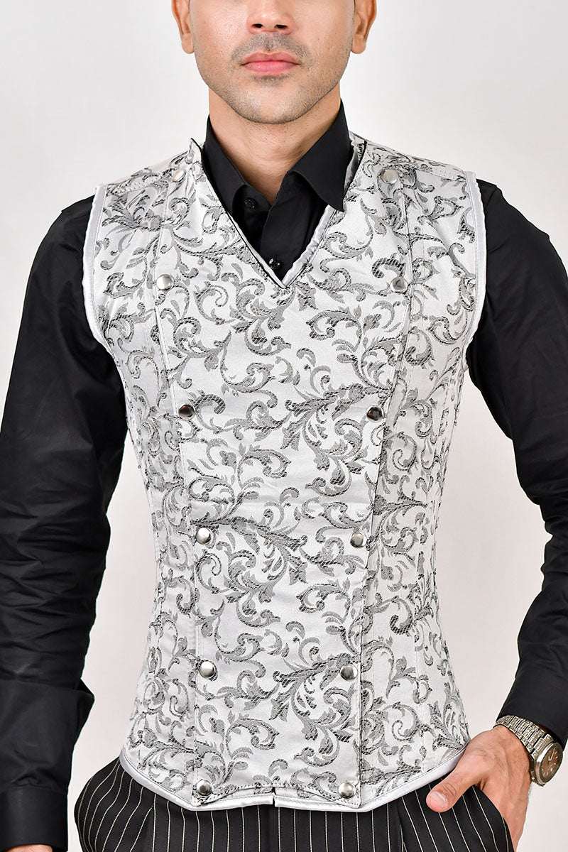 Brocade Men corset vest
