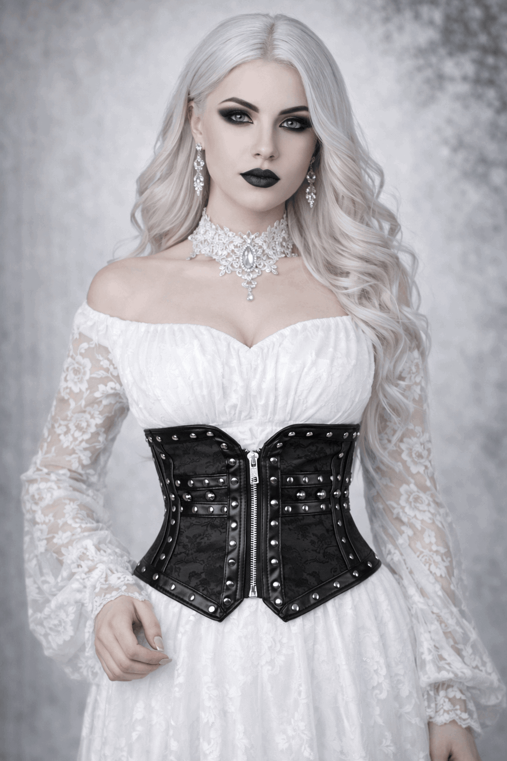 white christmas dresses Canvas Corset Belt with Front Clips and Silk Tie main image 0