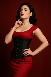 Black Satin Corset Top- Laced corsets