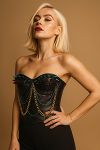 Black Steampunk Corset Plus Size - Over bust Corset