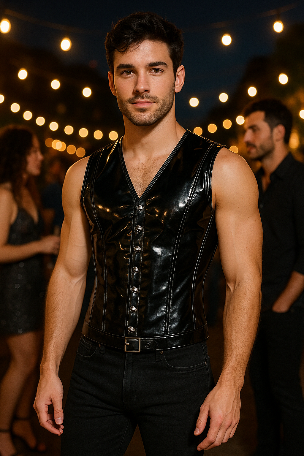 Latex waist cincher vest - Mens Corset Vest
