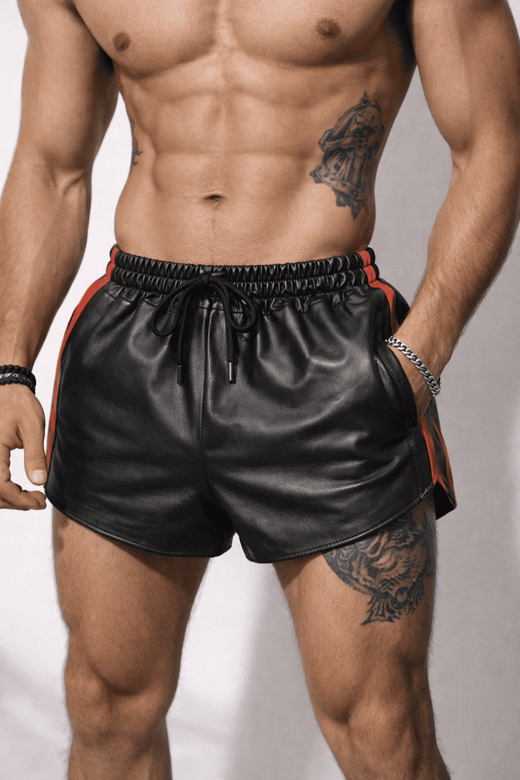 Mens Real Leather Shorts - Black – Miss Leather Online