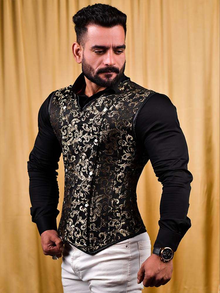 Floral Male corset vests - Brocade Men's corset – Miss Leather Online