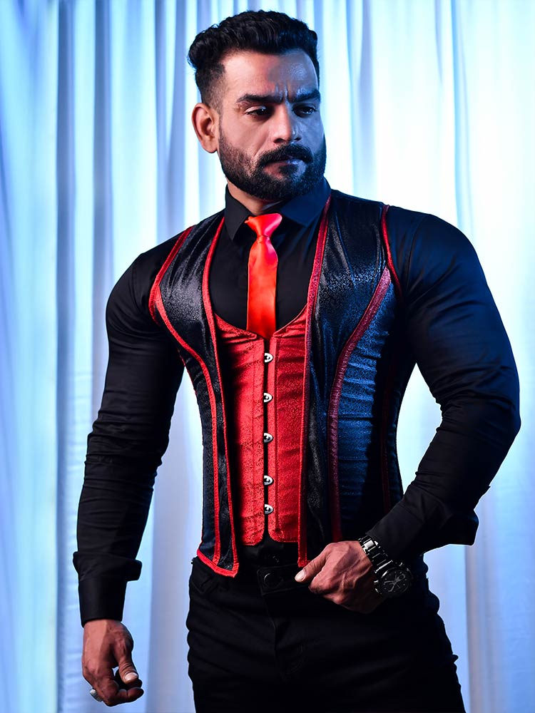 men's corset dress McQueen Men's Laced Corset Dress Shirt