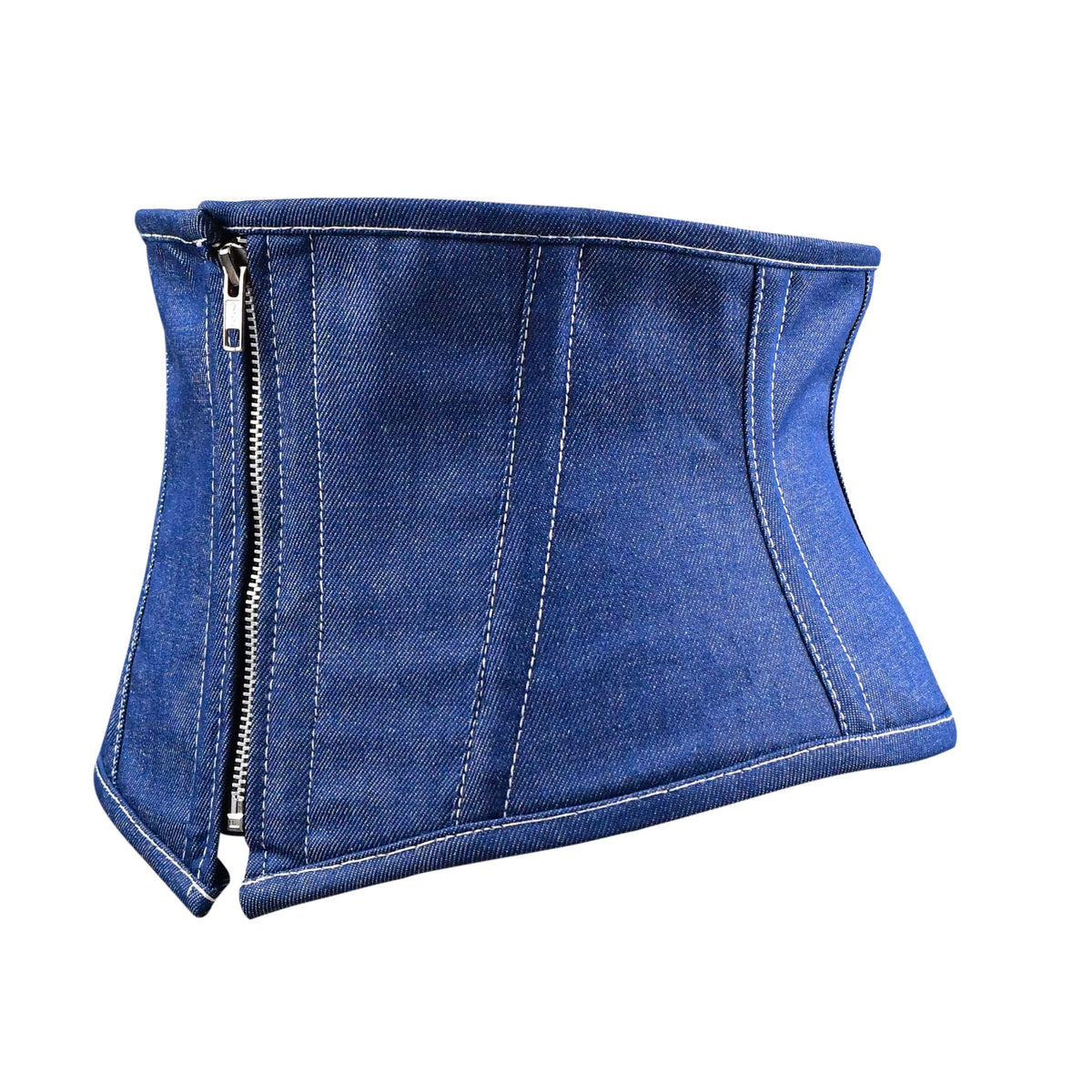 Blue Denim Waist Cincher – Waist Trainer Corset with Front Zip
