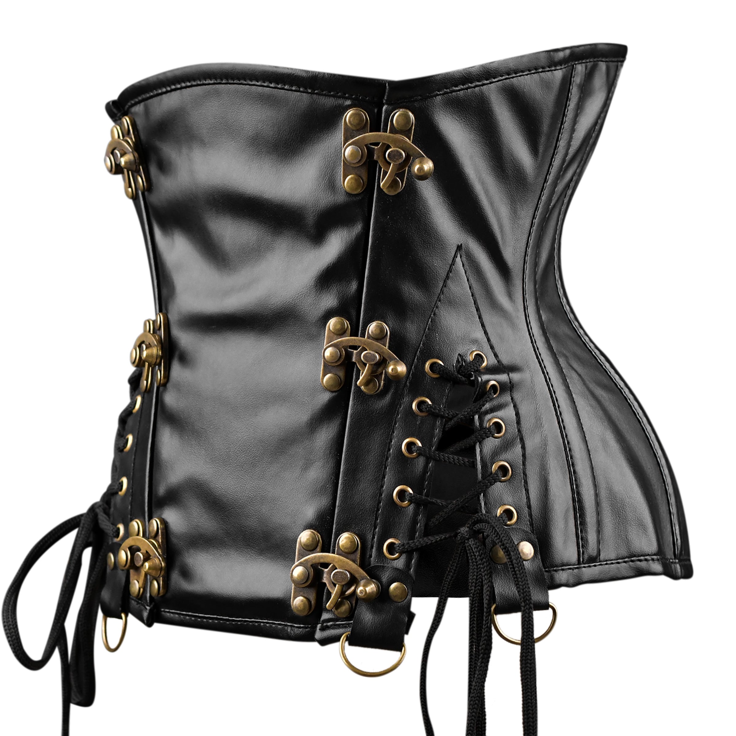 Black Under Bust Leather Corset for Men