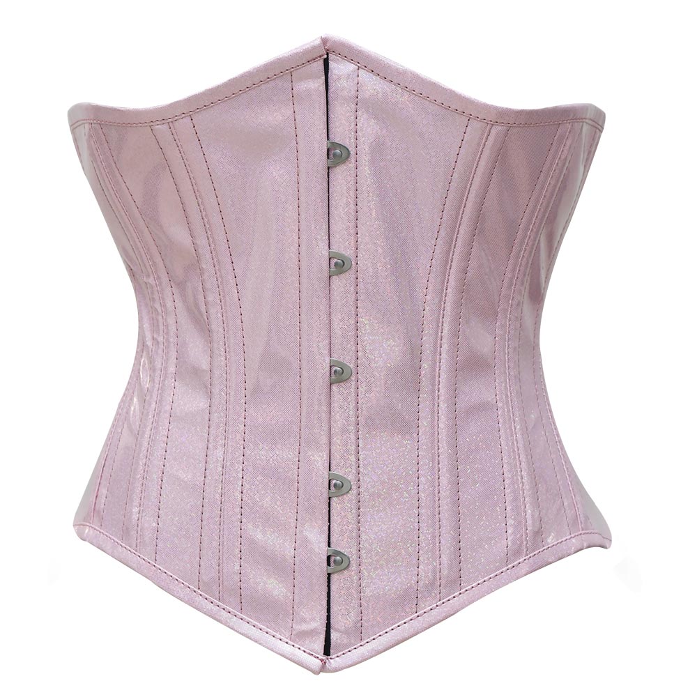 Pink leather corset top