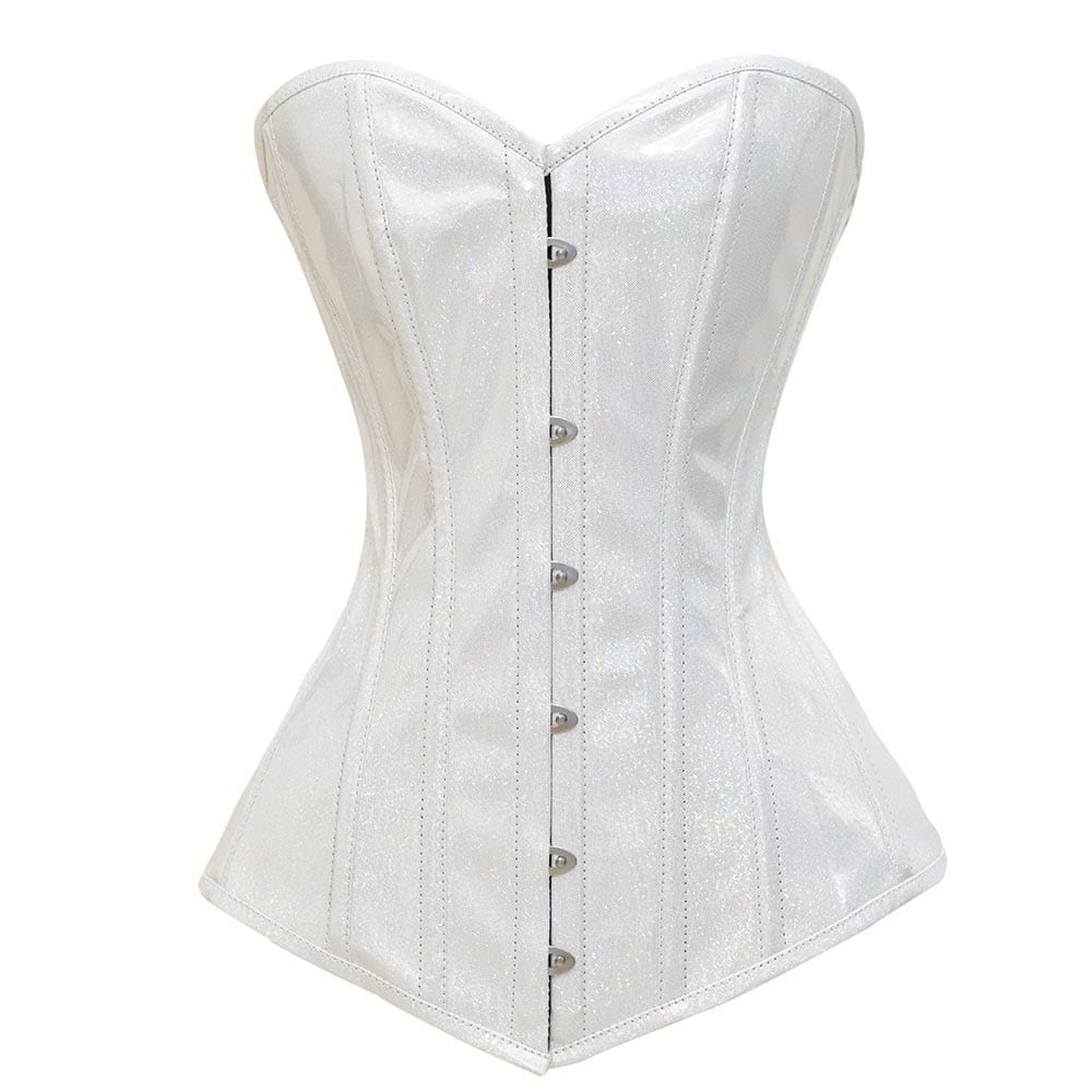 Shiny White Over Bust Corset - Laced Corset