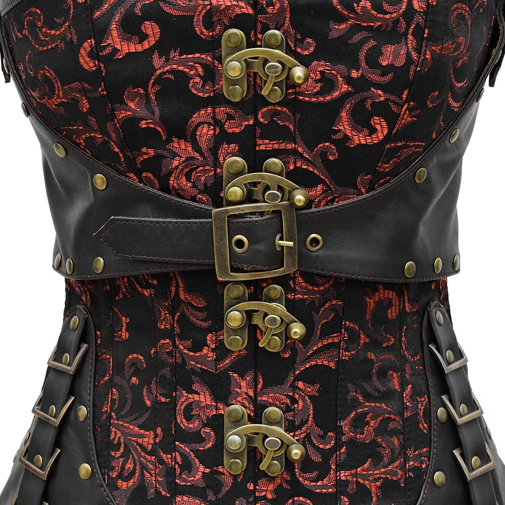 Red and black steampunk corset