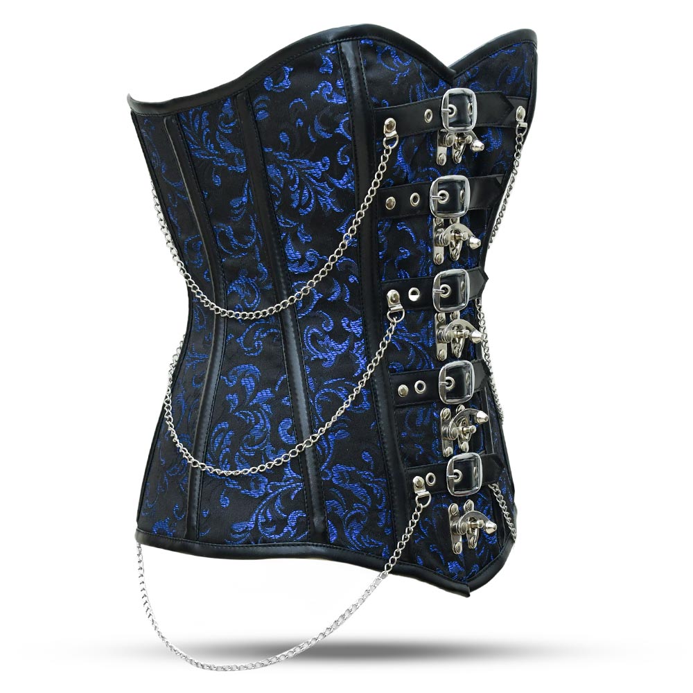Blue Plus size steampunk Over Bust corset