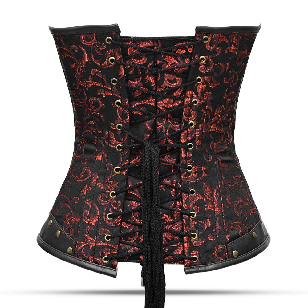 Red and black steampunk corset