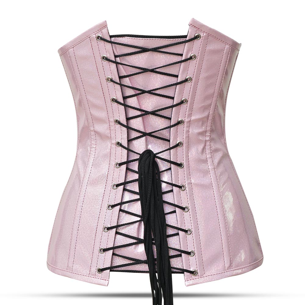 Pink leather corset top