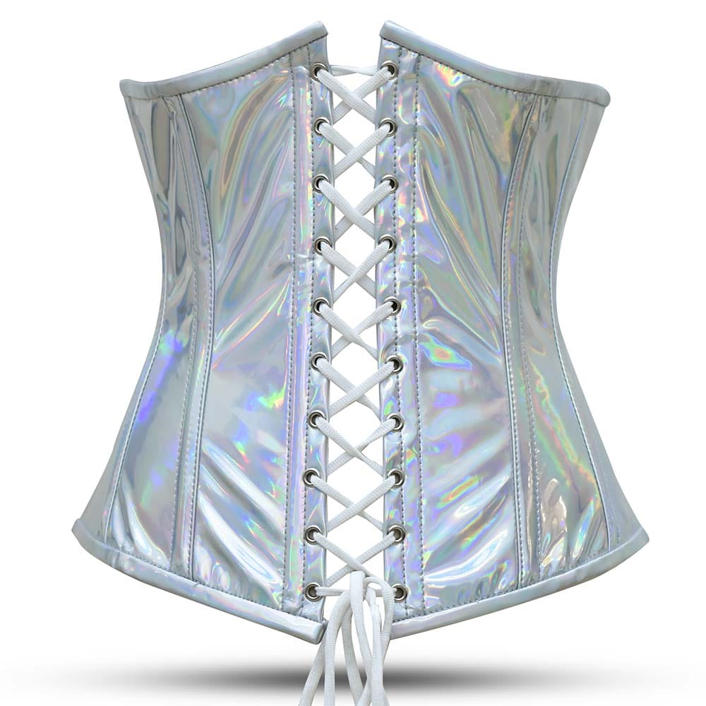 Shiny Silver Half Bust corset