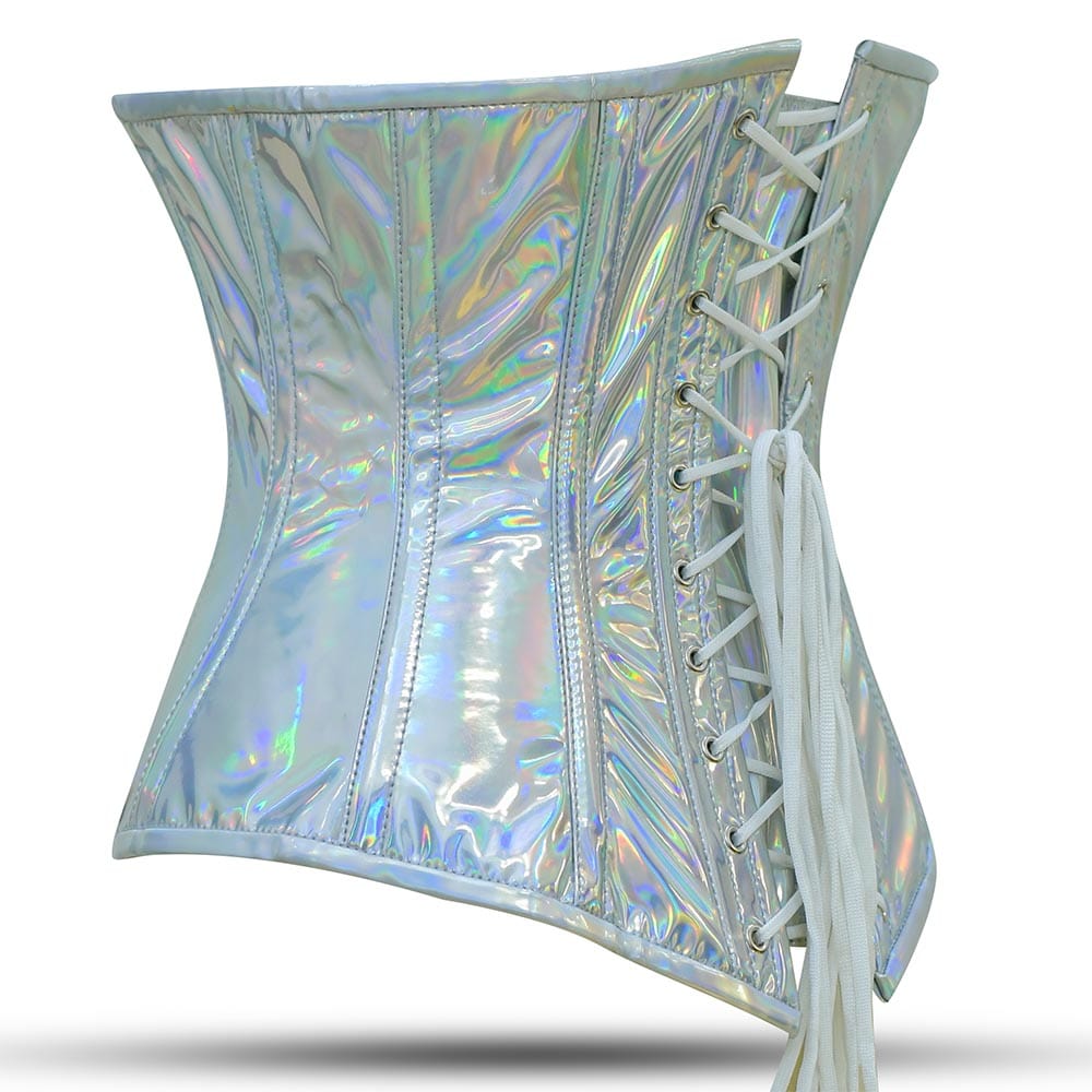 Shiny Silver Half Bust corset