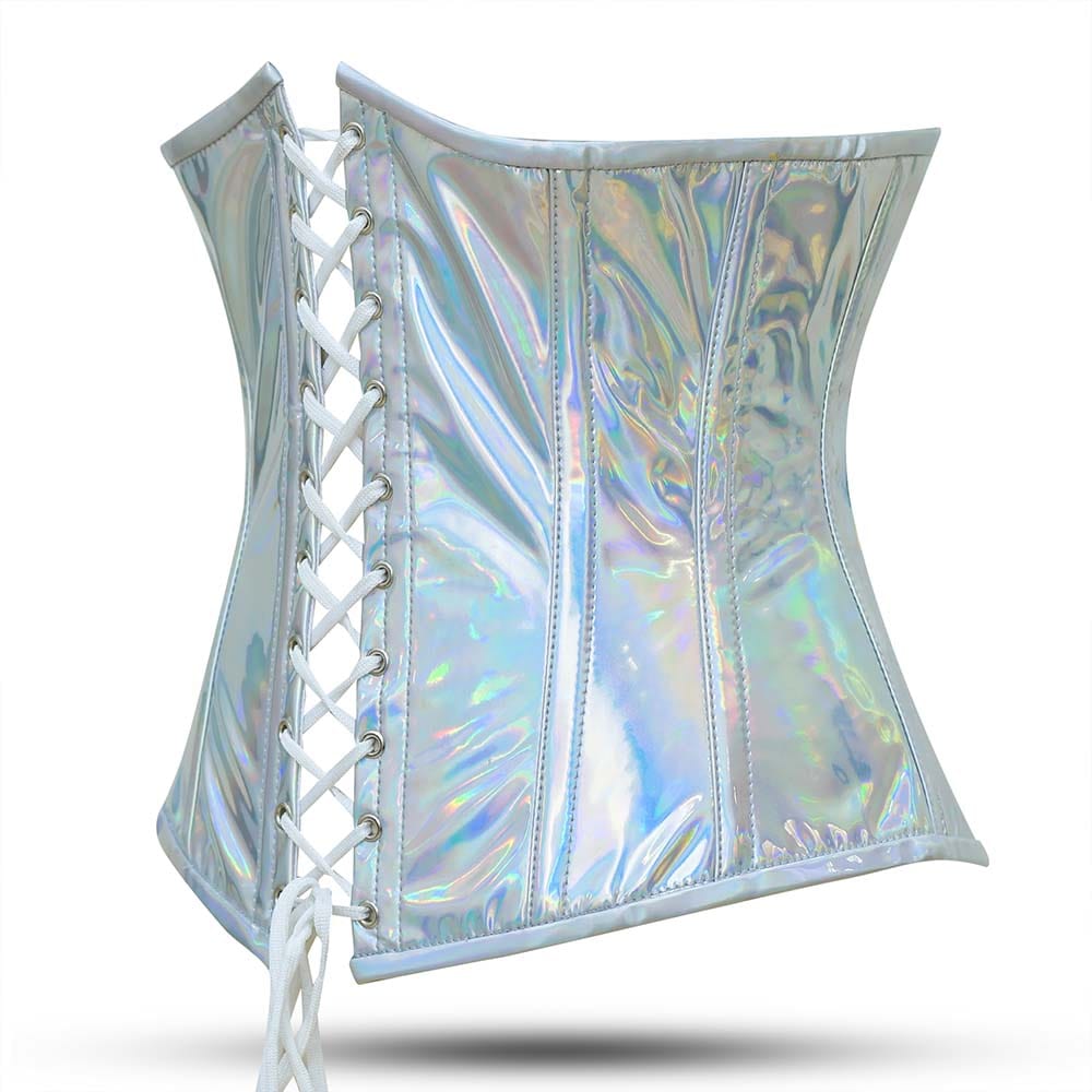 Shiny Silver Half Bust corset