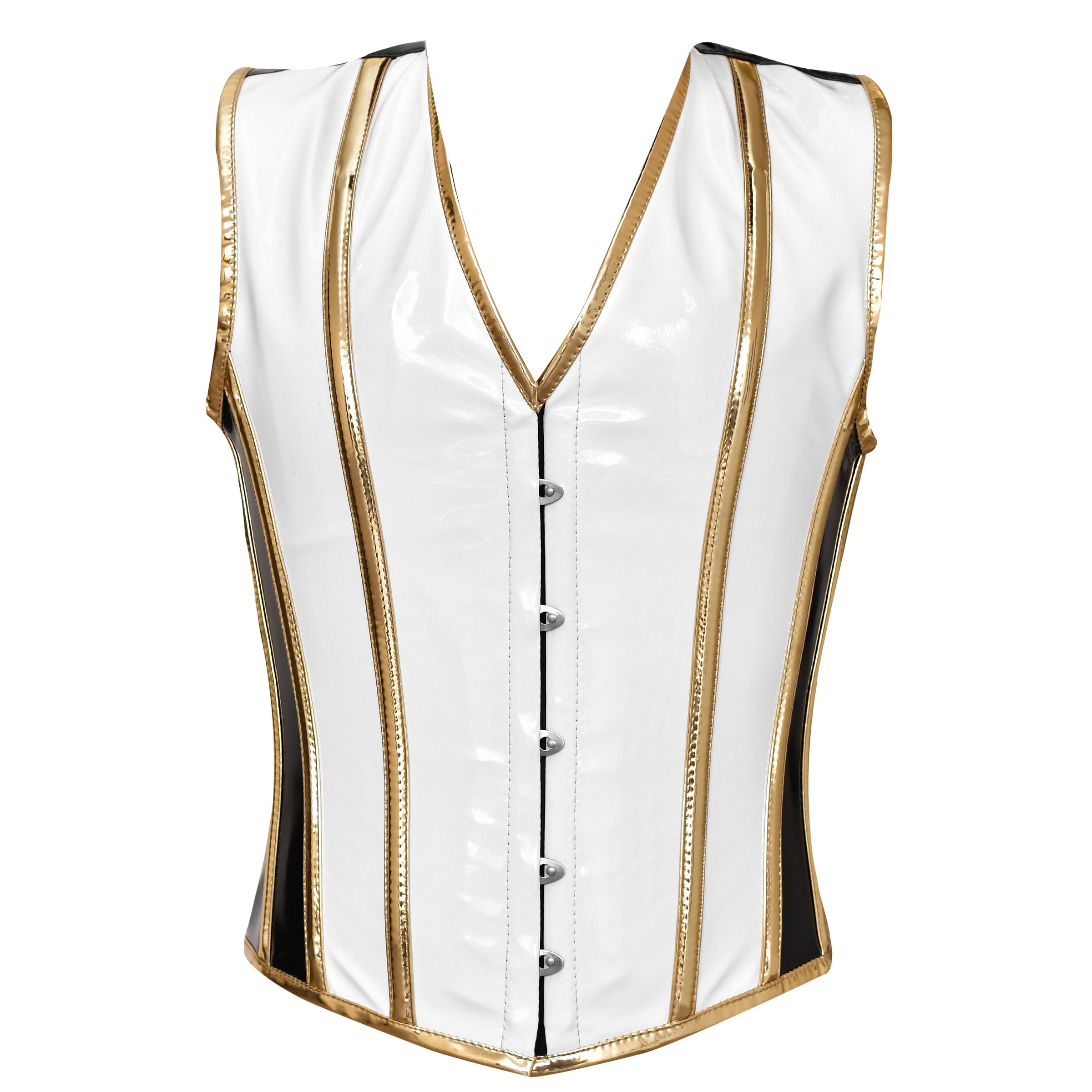 White Latex waist cincher Vest - Mens Corset Vest – Miss Leather