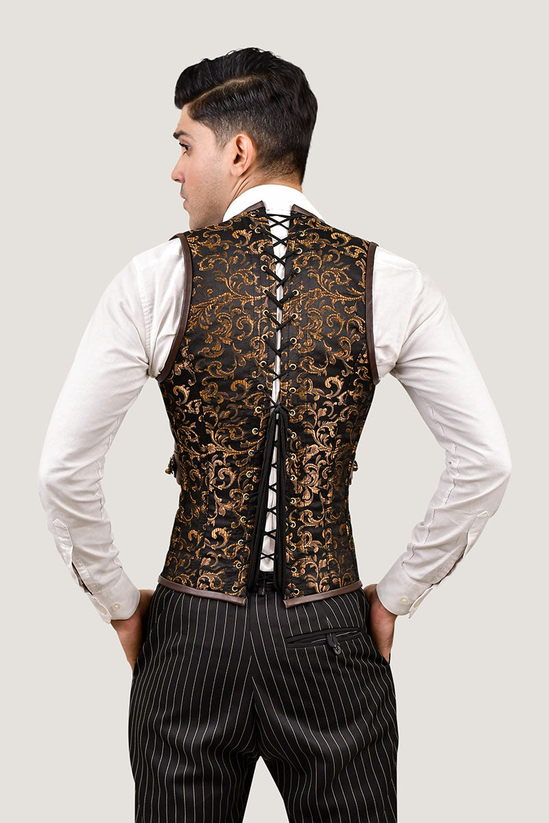 Purple Brocade & Black Leather Corset Vest – Miss Leather Online