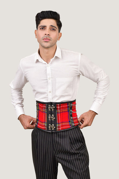Plaid Men Waist Cincher : Waist trainer