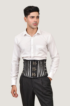 Black & Silver Brocade  Men  Waist Cincher
