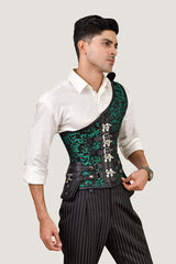 Mens Brocade Corset with Shoulder Strap