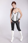 White and Black Leather Corset - Lace Up Corset
