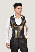 Mens Stripped Line Brocade Corset Vest