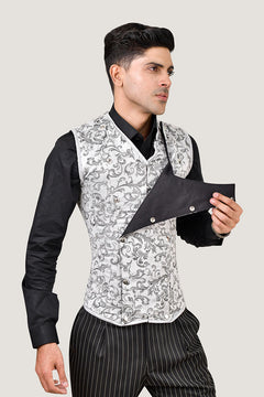 Brocade Male Corset Vest With Button Closure