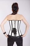 White and Black Leather Corset - Lace Up Corset