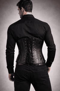 Black Under Bust Leather Corset For Men