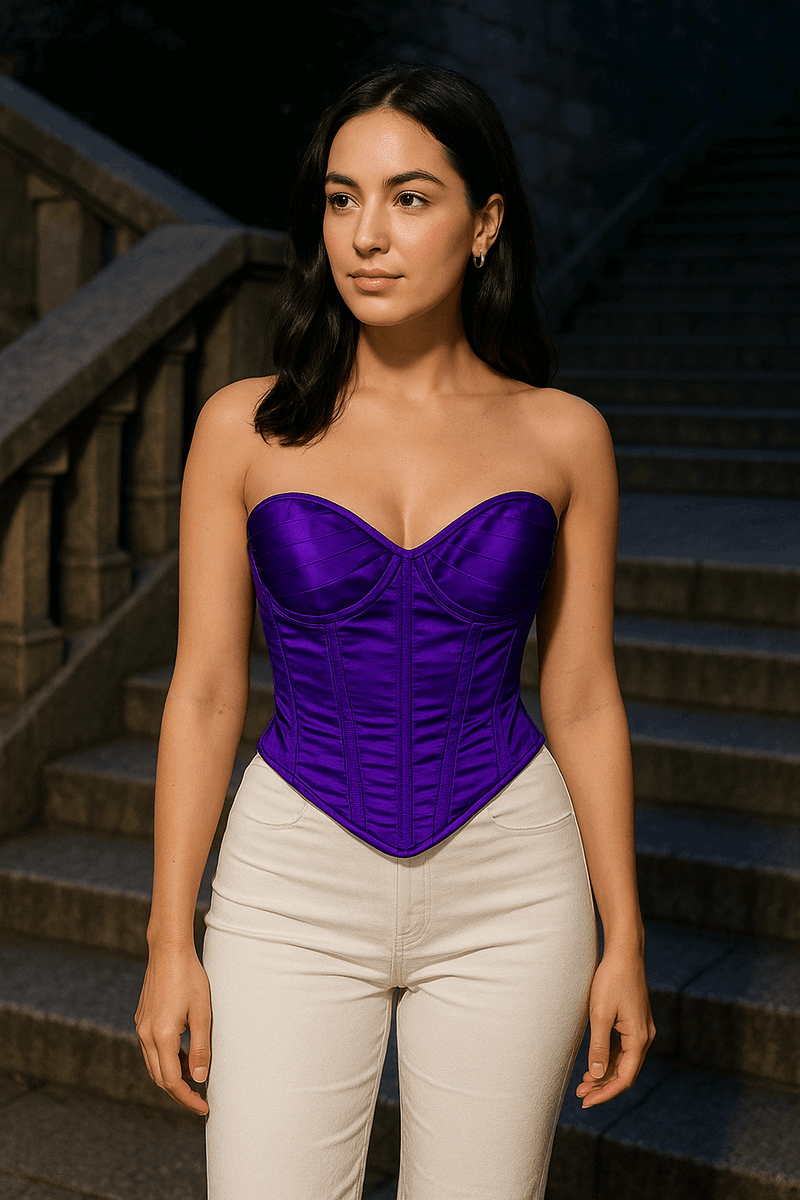 Purple Satin corset top - Overbust Corset – Miss Leather Online