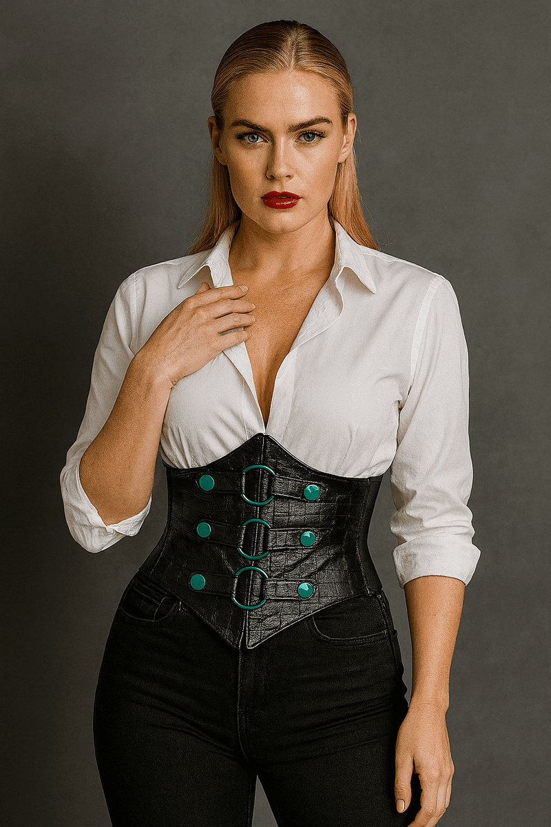 Short Torso Black Corset Belt - Waist Trainer – Miss Leather Online