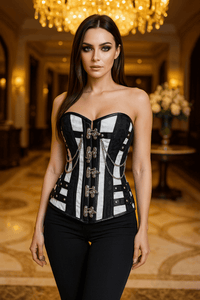 Black and white corset Top - Laced Corset