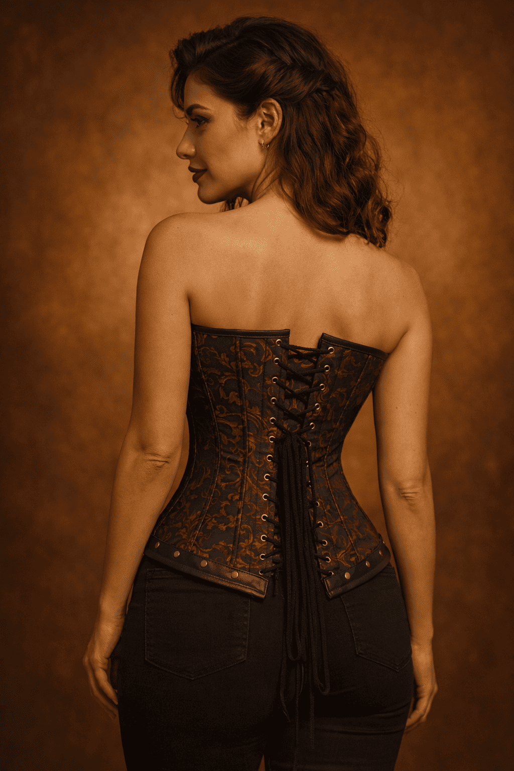 Red and black steampunk corset - Over the Bust Corset