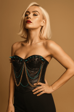 Black Steampunk Corset Plus Size - Over bust Corset