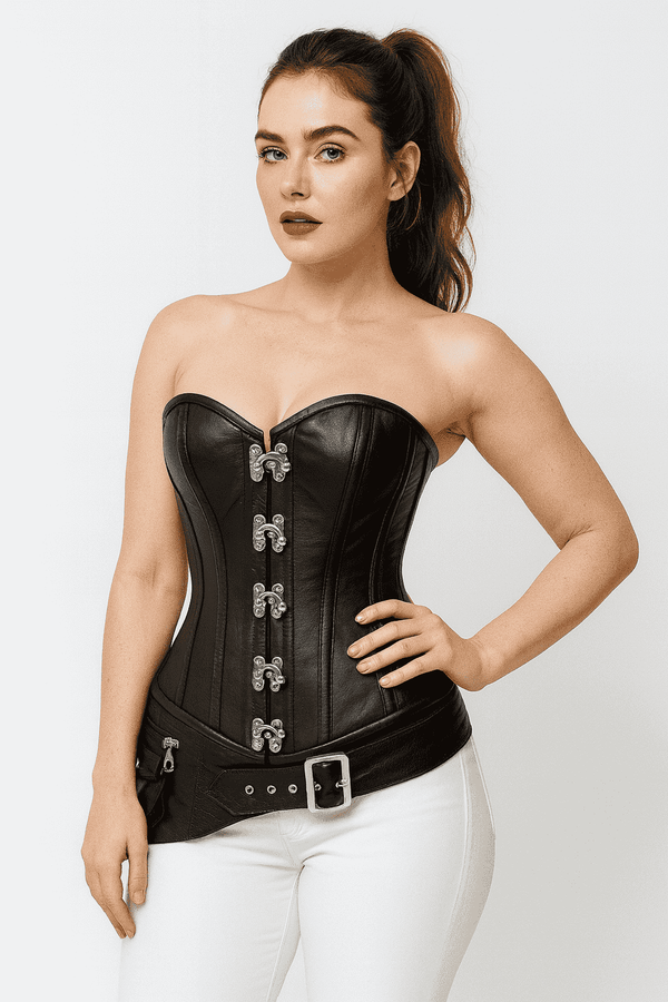 Steel boned overbust corset With Belt and Bag - Shapewear