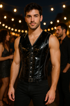 Latex waist cincher vest - Mens Corset Vest
