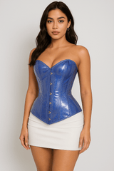 Light Blue Shiny corset -  Over Bust