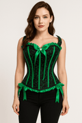 Brocade Green Floral Over Bust Corset Top