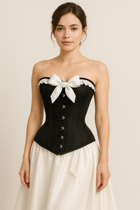 Black lace up corset - Ribbon corsets - Over the Bust