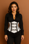 Black and White Satin Corset - Under Bust  Corset