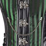 Male Corset Vest Green - Brocade Corset