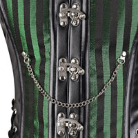 Male Corset Vest Green - Brocade Corset