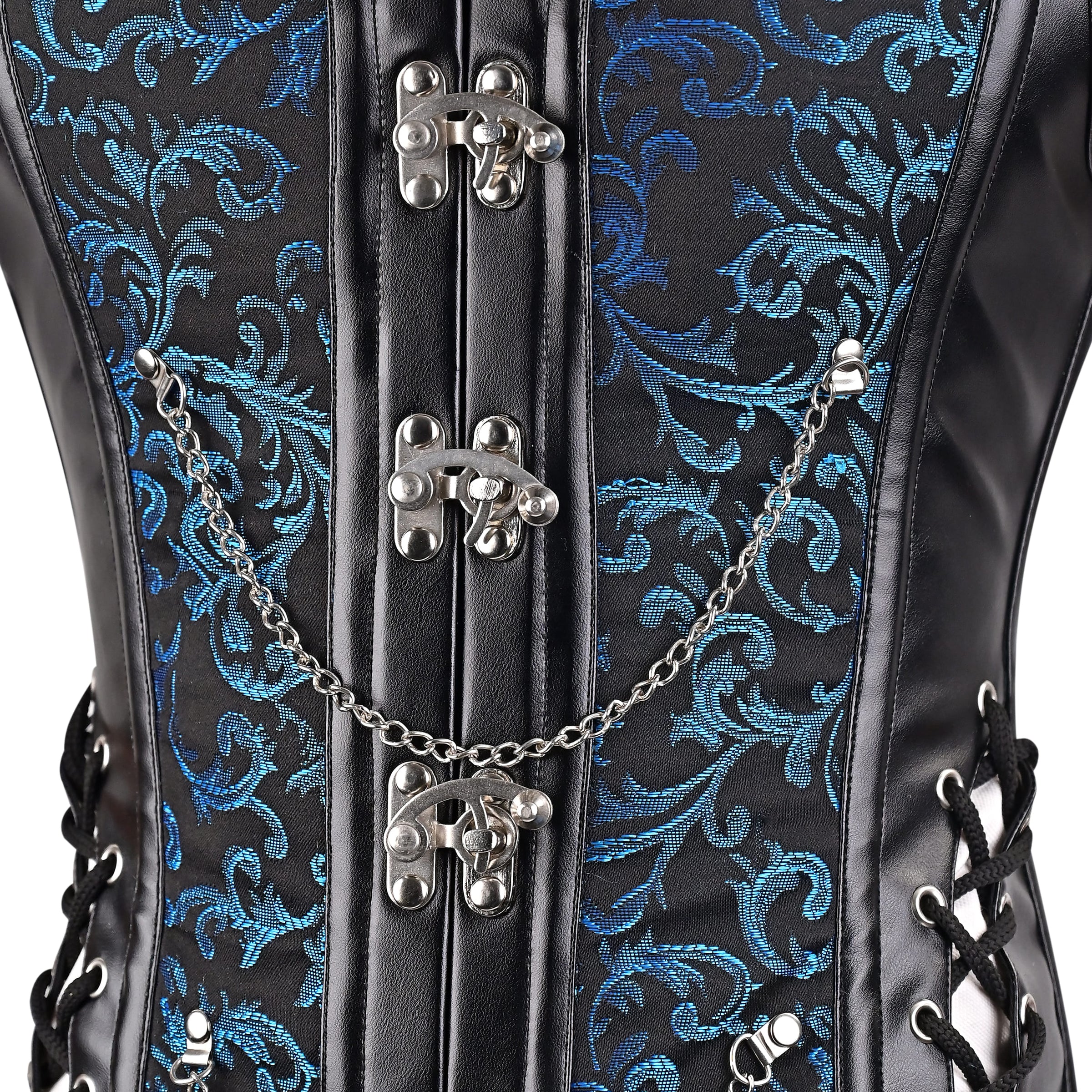 Brocade Male Corset Vest Blue
