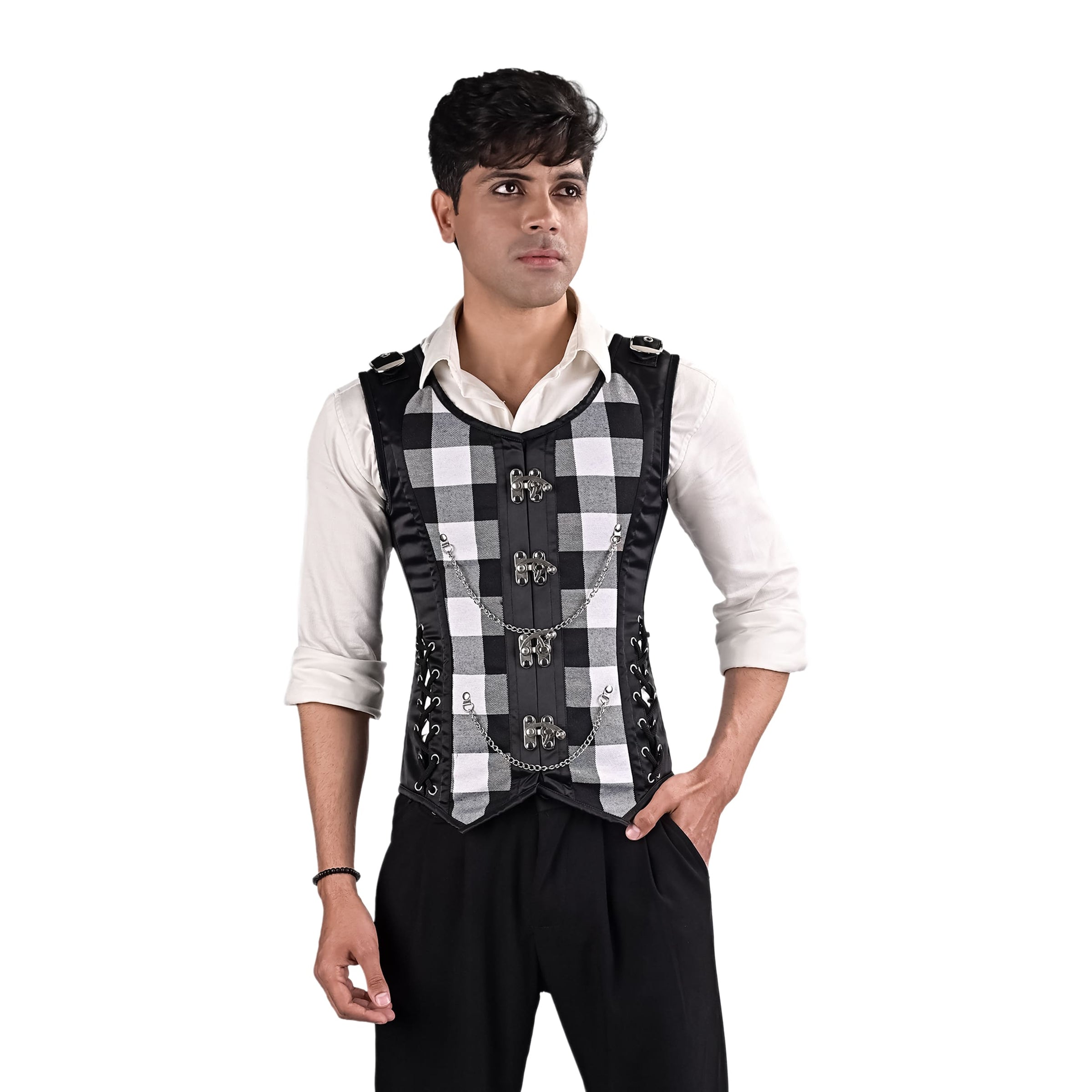 Mens Tartan Corset Vest - Male Corset