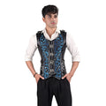 Brocade Male Corset Vest Blue
