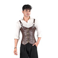 Mens Brown Leather Overbust Corset with Shoulder Harness
