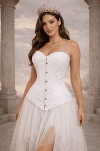 Shiny White Over Bust Corset - Laced Corset