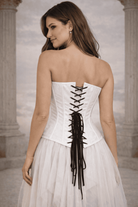 Shiny White Over Bust Corset - Laced Corset