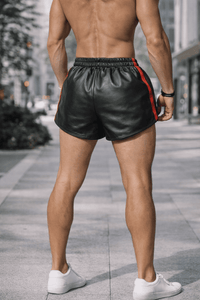 Mens Black Real Leather Shorts